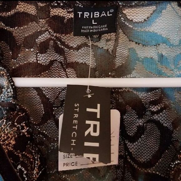 Tribal Semi Sheer Blouse Size Large - Picture 2 of 7